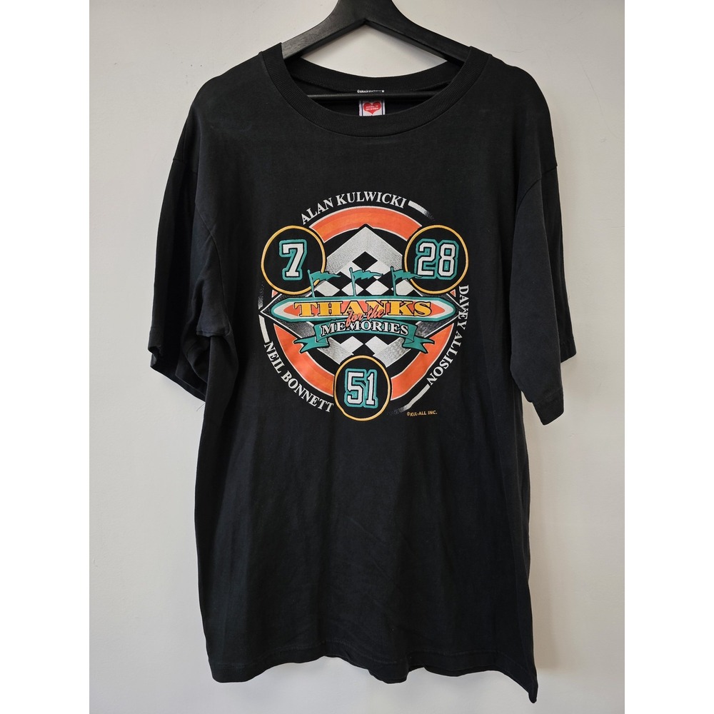 Vintage NASCAR Shirt Mens Large Thanks For The Memories Kulwicki Bonnett‎ 90s